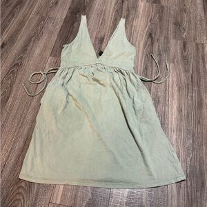 Wild Fable Light Green Cotton Knit Mini V-Neck Tie Strap Sleeveless Dress XS